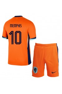 Fotbalové Dres Nizozemí Memphis Depay #10 Dětské Domácí Oblečení ME 2024 Krátký Rukáv (+ trenýrky)